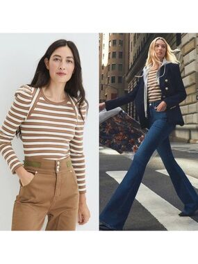 Veronica Beard Delano Top Camel White